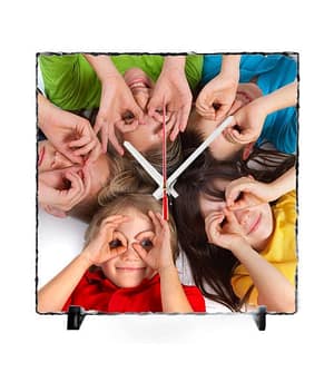reloj-sublimacion-piedra-pizarra-cuadrado.jpg Reloj personalizado con fotos en pizarra cuadrado